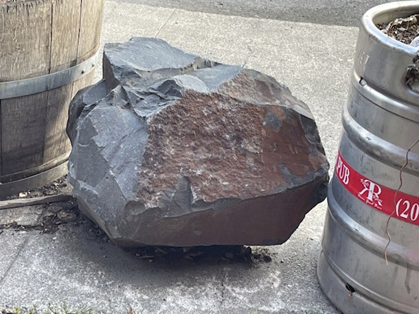 Decorative Stone. *1/2 Barrel Steel Keg and 1/2 Wood Barrel For Size Comparison Comparison - Image 3 of 3