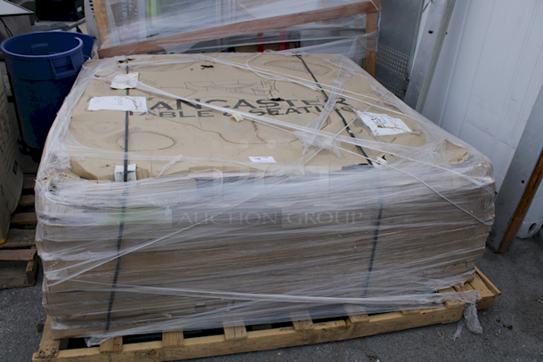 BRAND NEW SCRATCH & DENT! Lancaster Table & Seating 72" Round Heavy-Duty Granite White Plastic Folding Tables. 12x Your Bid
 - Image 2 of 4