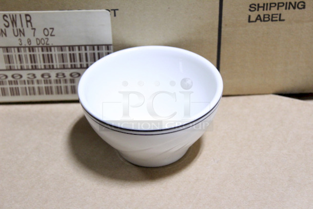 NEW! Syracuse China 9003680 Cascade 7 oz. Bouillon, Ebony Swirl, 3-1/4"  - Image 3 of 5