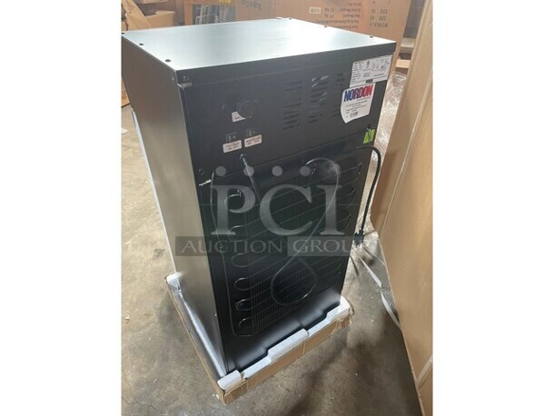 NEW In Box! Nordon Commercial Countertop Single Glass Door Mini Cooler/ Merchandiser! With Customizable Lamp Box! With Poly Coated Racks! 110/120V! Model: SC80B! - Image 5 of 8