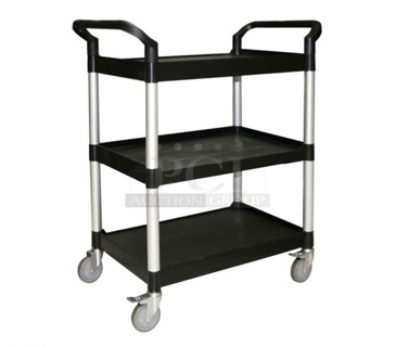 BRAND NEW IN BOX! Thundergroup PLBC4019B Black 3 Tier Bus Cart. Stock Picture Used For Gallery