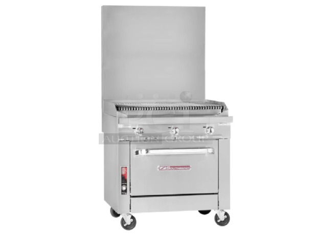 BRAND NEW! Southbend P36N-CCC Stainless Steel Commercial Countertop Natural Gas Powered Charbroiler Grill w/ Back Splash. Does Not Include Oven / Stand; See Pictures - Image 1 of 9