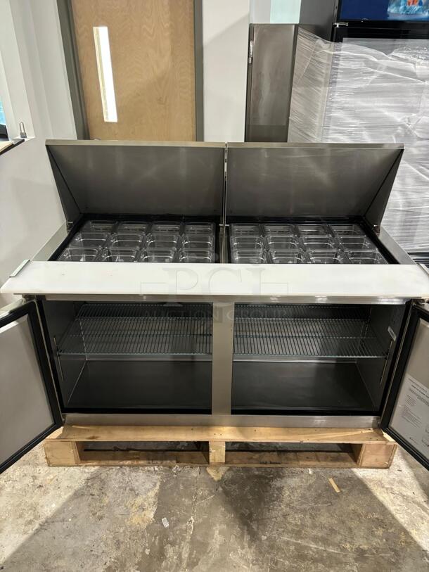 Brand New Scratch & Dent DSP60 2-Door Commercial Food Prep Table Refrigerator in Stainless Steel - Image 2 of 5