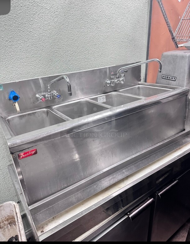 Commercial Heavy Duty 48 inch Stainless Steel 4 Compartment Bar Sink NSF - Image 5 of 5