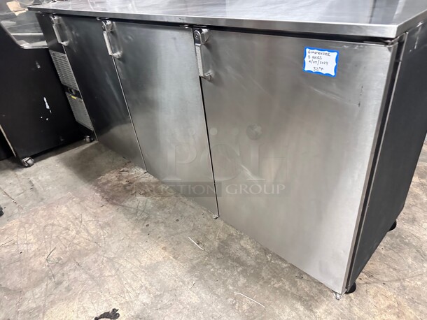 Excellent Glastender 84" Three Door Back Bar Refrigerator 115 Volt Tested and Working - Image 10 of 10