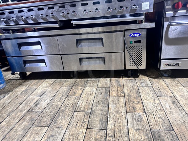 Late Model Atosa MGF8453GR 72 inch Double Section Stainless Steel Chef Base Stainless interior & exterior Working - Image 4 of 7