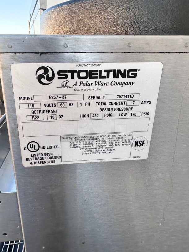 Stoelting E257-37A 10-gallon-capacity floor model frozen beverage dispenser Slushy 115 Volt Working - Image 9 of 9