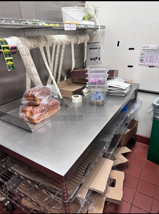 Commercial Stainless Steel Work Table With One Over Shelf and 3 Under Shelves NSF On Casters - Image 1 of 6