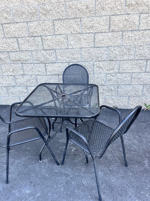 One Set Of Metal Table and Three Chairs  - Image 5 of 6