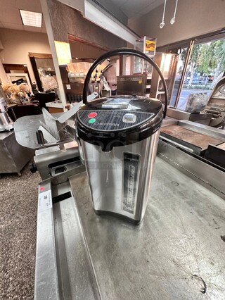 New Open Box Chefman Electric Hot Water Pot with Safety Lock, Stainless Steel, 5.3 Liter