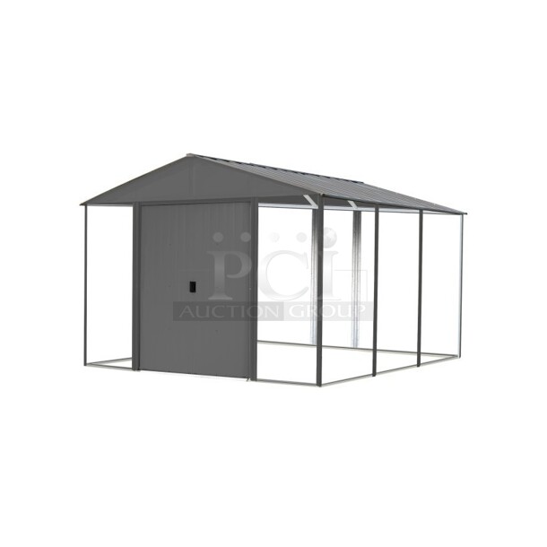 ARROW IRONWOOD STEEL HYBRID SHED KIT 10 X 12 FT. GALVANIZED ANTHRACITE. Complete Kit Is In (1) Box - Image 5 of 12