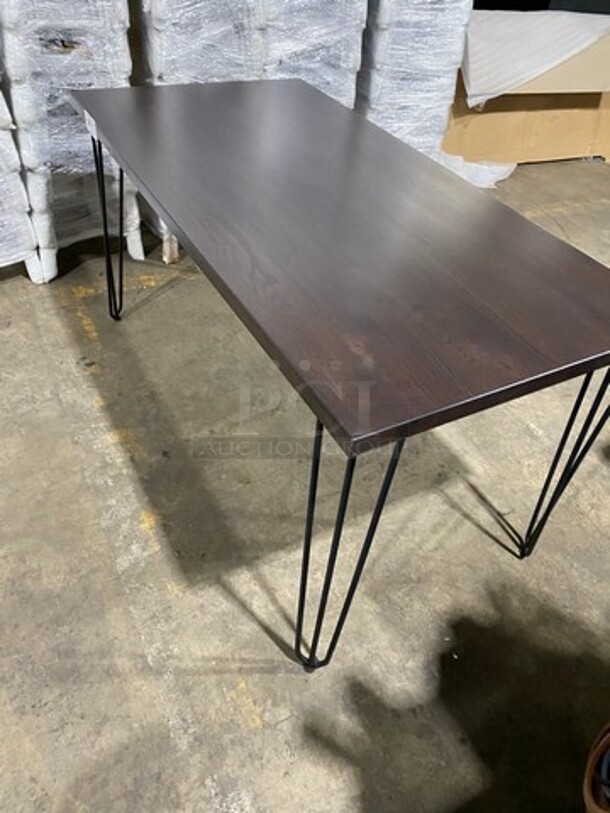 Brand New! Red Oak Rectanglur 1.5 Inch Thick BUTCHER BLOCK Style Solid Wood Walnut Finish Dining Table! On Metal Legs! - Image 2 of 8