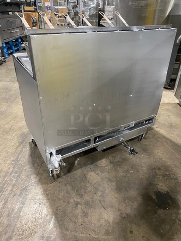 Frymaster Commercial LP Powered 3 Bay Deep Fat Fryer! With Metal Frying Baskets! All Stainless Steel! On Casters! Model: FPPH355CSD SN: 1202IE0089 - Image 3 of 12