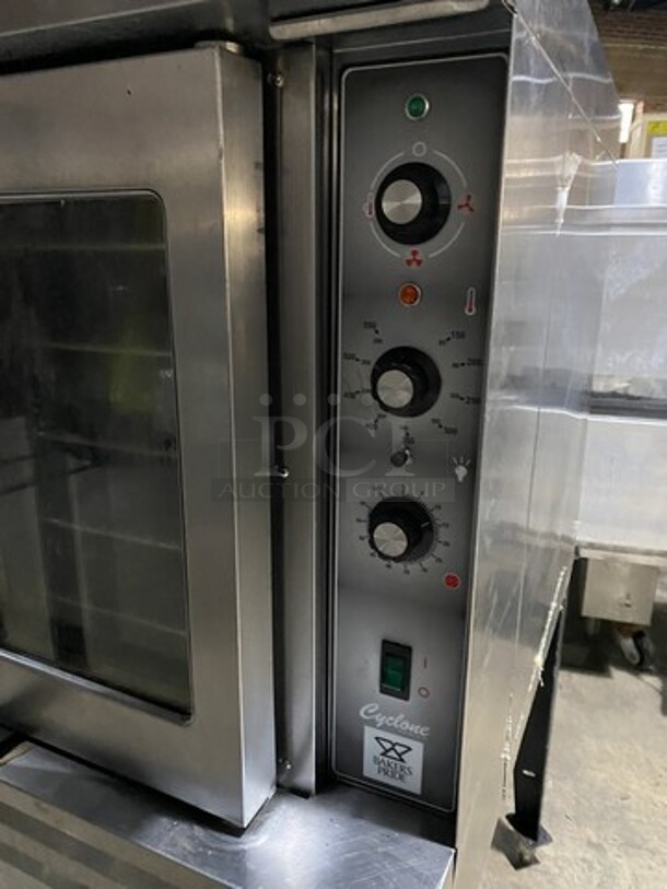 WOW! Bakers Pride Cyclone Series Natural Gas Powered Heavy Duty Commercial Single Convection Oven! All S.S.! With 2 View Through Doors! With 5 Metal Racks! On Legs!  - Image 6 of 7