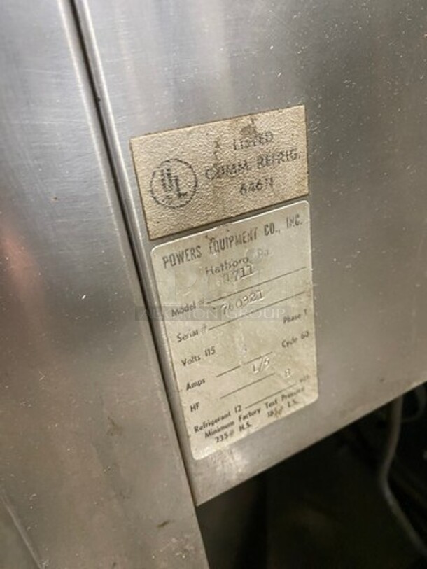 Power Commercial 2 Sliding Door Reach Down Cooler! All Stainless Steel! Model: 1711 SN: 740321 115V 60HZ 1 Phase - Image 6 of 7