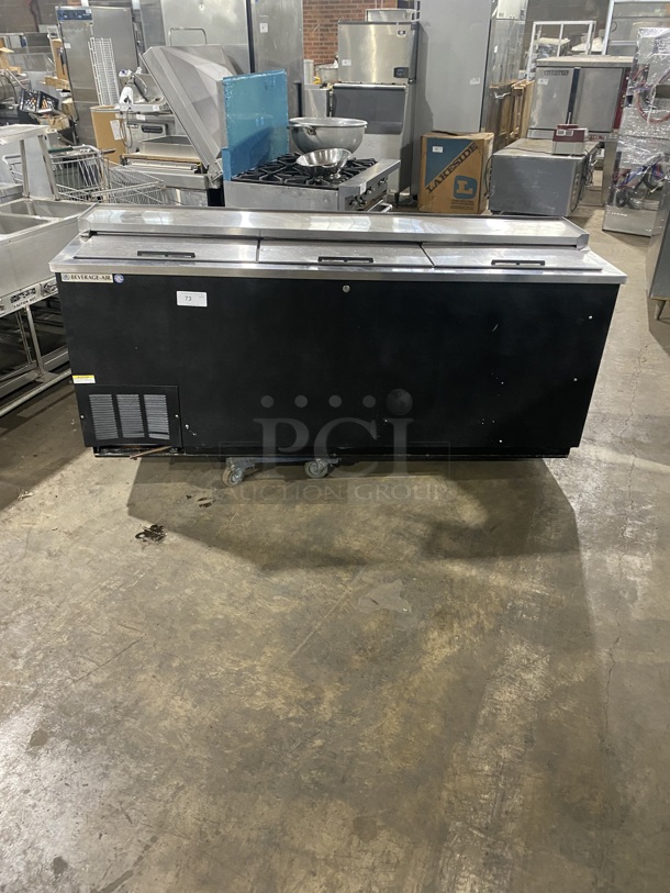 Beverage Air 3 Top Sliding Door Beer Bottle Cooler! Model DW79-B Serial 9805862! 115V 1 Phase!  - Image 1 of 7