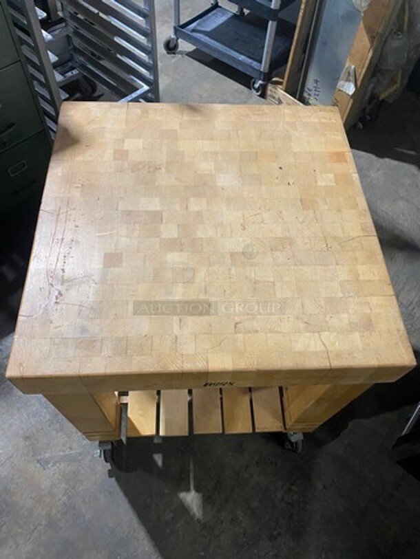 Boos Block Commercial Butcher Block Table! With Storage Space Underneath! On Casters! - Image 8 of 9