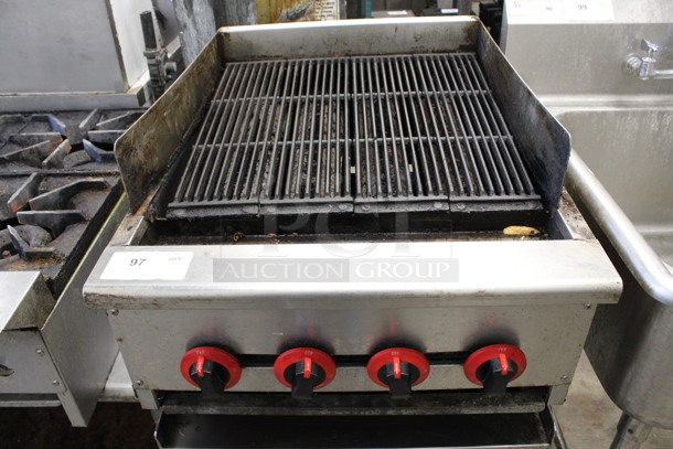Stainless Steel Commercial Countertop Natural Gas Powered Charbroiler Grill. 24x31x19