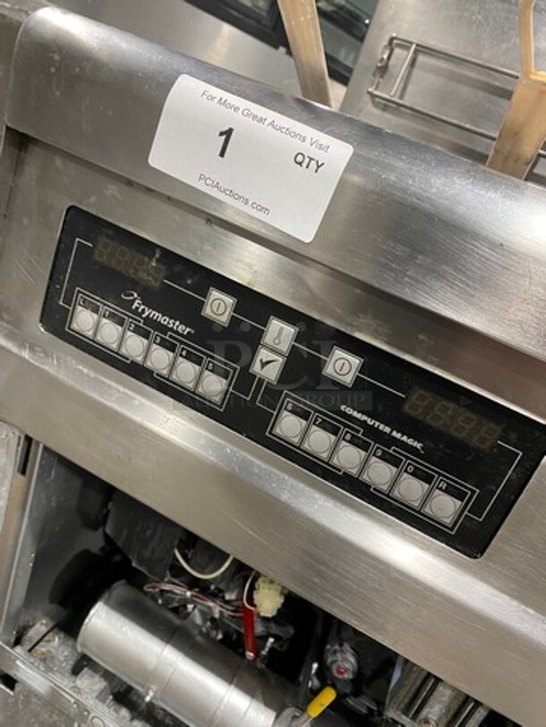 Frymaster Commercial LP Powered 3 Bay Deep Fat Fryer! With Metal Frying Baskets! All Stainless Steel! On Casters! Model: FPPH355CSD SN: 1202IE0089 - Image 10 of 12
