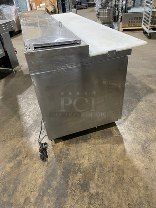 EQ Kitchen Line Commercial Refrigerated Pizza Prep Table! With Commercial Cutting Board! With 3 Door Storage Space! Poly Coated Racks! All Stainless Steel! Model: PICL3 SN: 6455410816102206 115V - Image 2 of 11