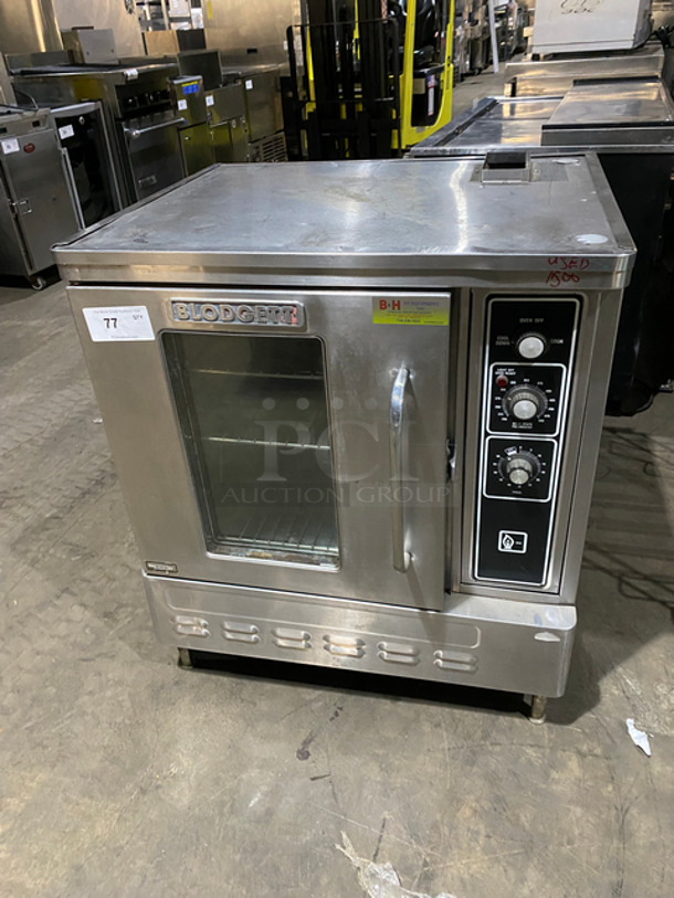 Blodgett Single Door Natural Gas Powered Half Sized Commercial Convection Oven! With View Through Door! With Metal Oven Racks! All Stainless Steel! On Legs!