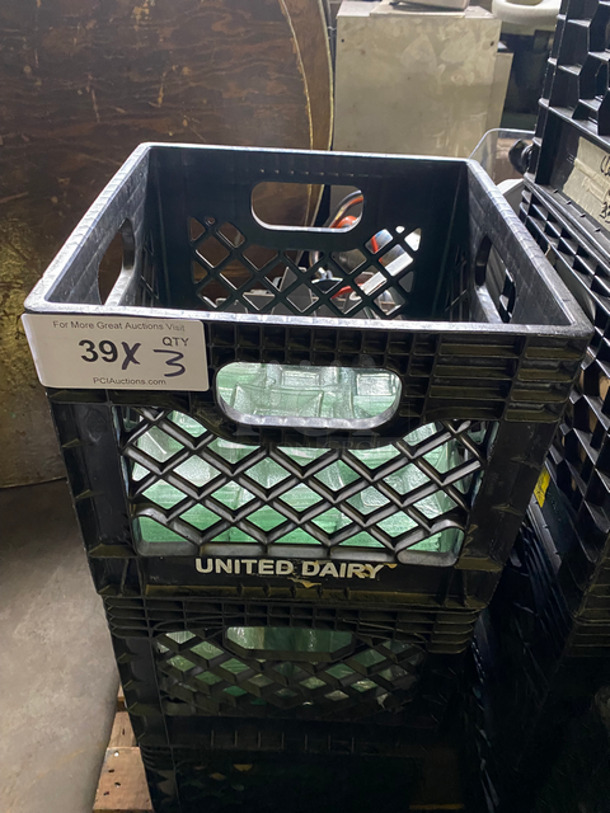 CUTE! Square 3" Crystal Clear Saucers! 3x Your Bid! Includes Black Poly Crates! - Image 1 of 6