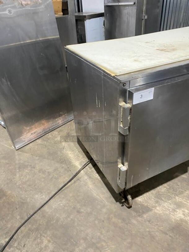 Beverage Air Commercial 2 Door Lowboy/Worktop Cooler! All Stainless Steel! On Casters! Model: UCR48A SN: 5405128 115V 60HZ 1 Phase! Working When Removed!  - Image 2 of 9