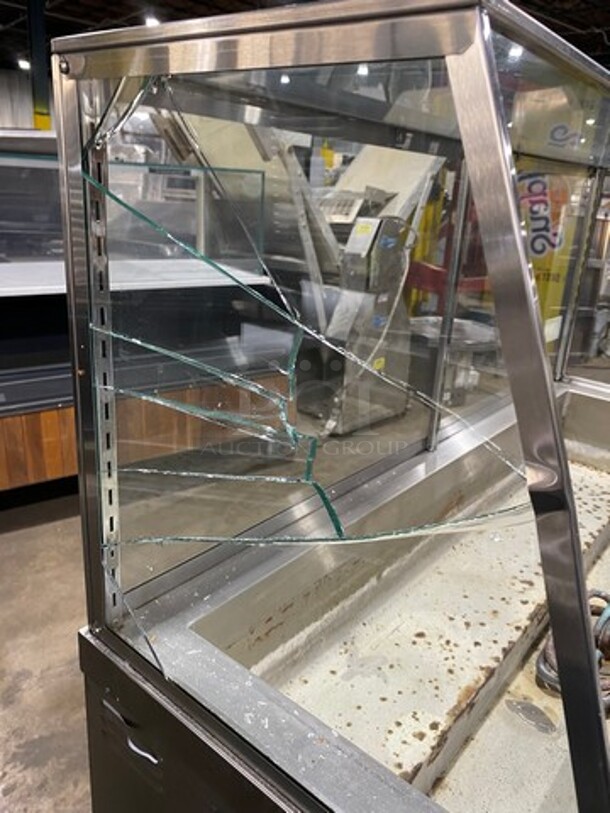 All Stainless Steel Commercial Electric Powered Steam Table! With Sneeze Guard! With Storage Space Underneath! All Stainless Steel! On Legs! Working When Removed! - Image 6 of 9
