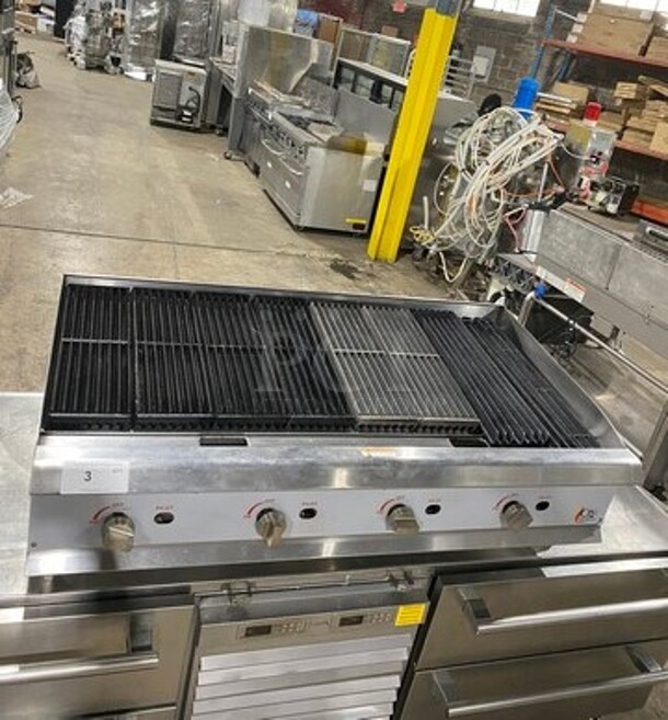 CPG Commercial Countertop Natural Gas Powered Char Broiler Grill! With Back And Side Splashes! All Stainless Steel! On Small Legs! - Image 1 of 11
