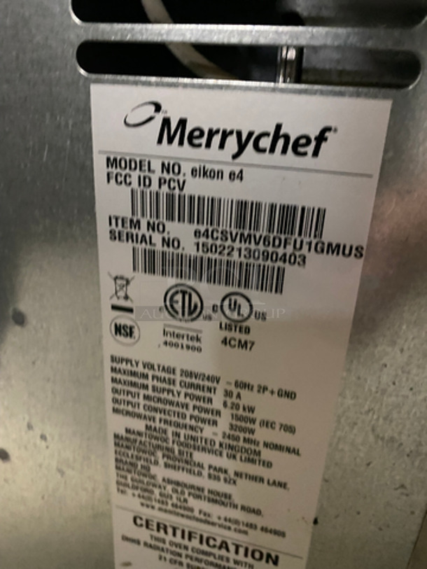 Merrychef Commercial Countertop Rapid Cook Oven! With Digital Touch Controls! All Stainless Steel! Model: EIKONE4 SN: 1502213090403 208/240V - Image 5 of 8