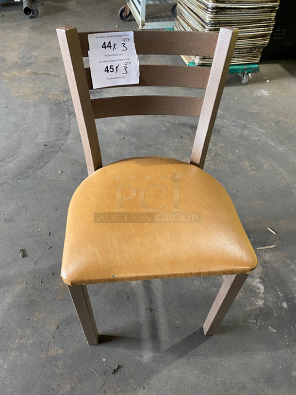 Tan Cushioned Chairs! With Brown Metal Body! 3x Your Bid!