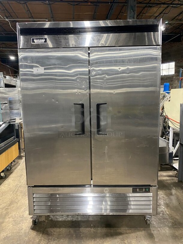 WOW! 2018 Bison Commercial Reach In Cooler! With Poly Coated Racks! All Stainless Steel! On Commercial Casters! MODEL BRR46 SN: BRR4600318102300K80011! 115V 1PH! - Image 1 of 9