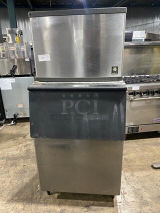 Manitowoc Commercial Ice Maker Machine! With Commercial Ice Bin! All Stainless Steel! On Legs! Model: QD0452A SN: 030964976 115V 60HZ 1 Phase