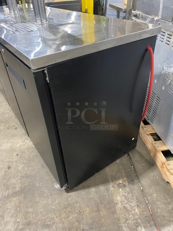 NICE!  Late Model Avantco Commercial Refrigerated Dual Tower Kegerator! With Towers! With 3 Door Storage Space Underneath! Poly Coated Racks! Model: 178UDD378 SN: 6436334321083608 115V 60HZ 1 Phase - Image 2 of 11
