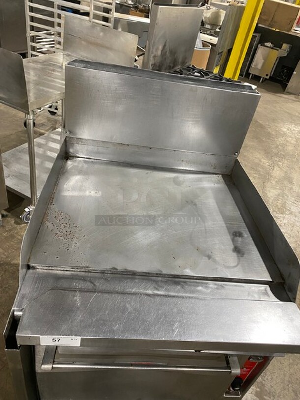 NICE! Vulcan Commercial Natural Gas Powered Flat Top Griddle! With Side/Back Splashes! With Oven Underneath! Stainless Steel! On Casters! - Image 5 of 9
