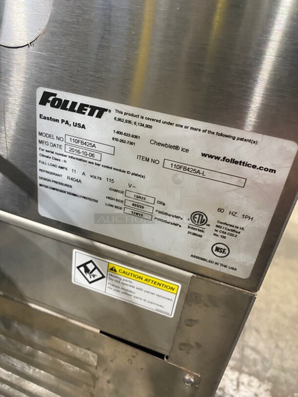 Follet floor Model Nugget Ice & Water Dispenser! 25LB Storage! MODEL 110FB425A 115V 1PH  - Image 7 of 9