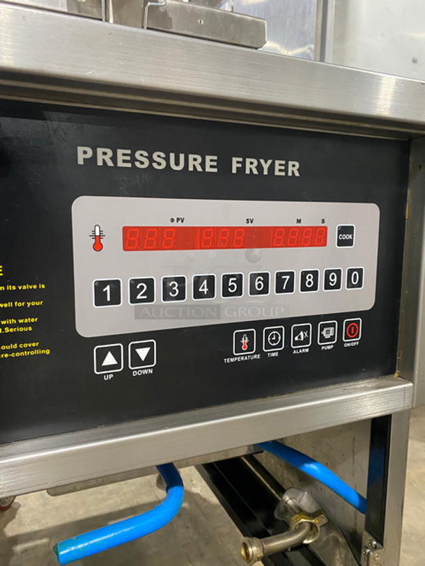 LATE MODEL! 2019 Shineho Equipment Electric Powered Pressure Fryer! With Metal Fryer Basket! All Stainless Steel! On Casters! Model: P007 50HZ - Image 7 of 10