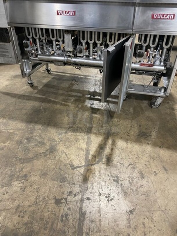 WOW! Vulcan Commercial Natural Gas Powered 3 Bay Deep Fat Fryer! All Stainless Steel! On Casters! Model: 3GR65F SN: 481533671 - Image 7 of 11