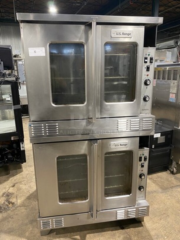 (x2) Great! US Range/Garland Commercial Natural Gas Powered Double Stacked Convection! Summit Series! With View Through Doors! With Metal Racks! Model SUMG100 Serial 1609100102756! On Legs! 2 X Your Bid Makes One Unit!
