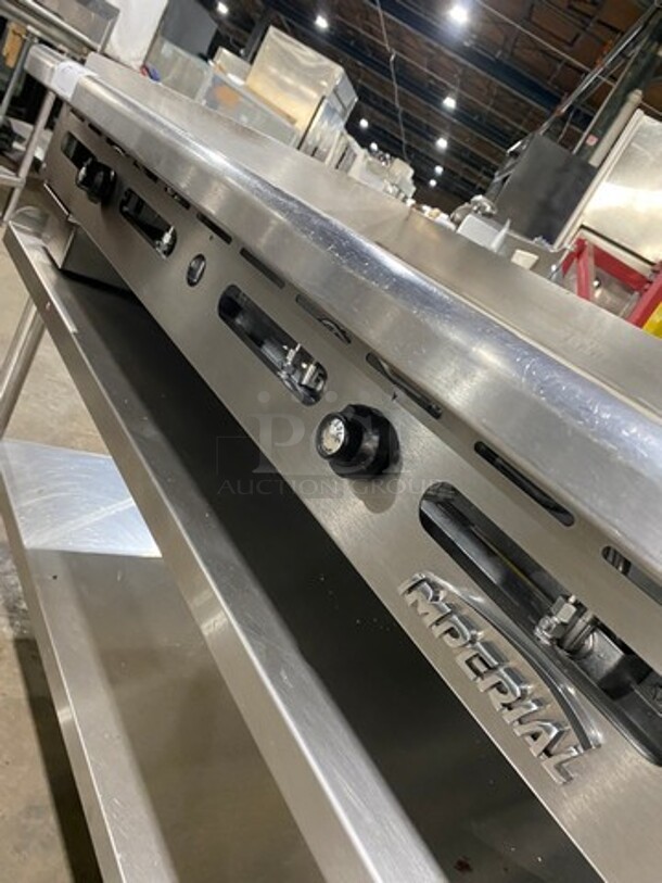 NICE! Imperial Commercial Natural Gas Powered Grooved Grill! With Back And Side Splashes! On Legs! On Equipment Stand! With Storage Space Underneath! All Stainless Steel! On Casters! - Image 7 of 9
