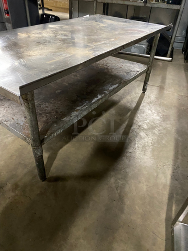 Solid Stainless Steel Work Top/ Prep Table! With Back Splash! With Storage Space Underneath! On Legs! - Image 3 of 6