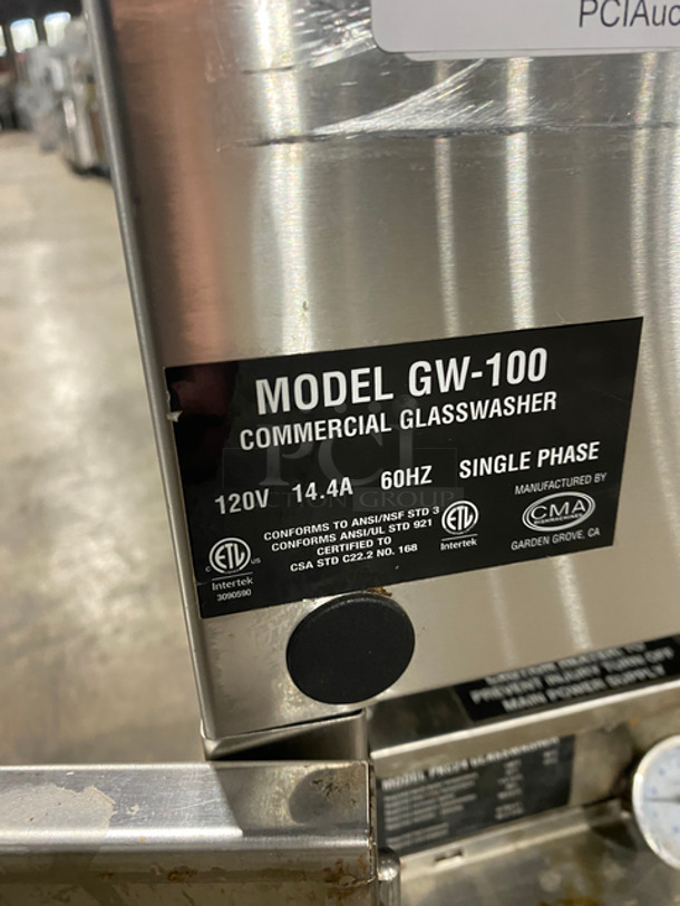 CMA Commercial Glass Washer! All Stainless Steel! On Legs! Model: GW-100 120V 60HZ 1 Phase - Image 7 of 8