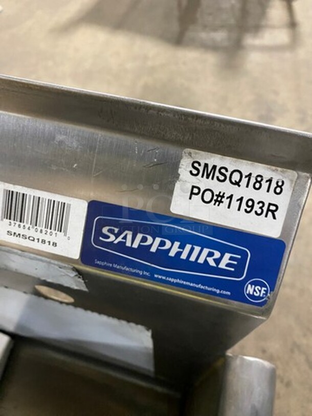 NEW! SCRATCH-N-DENT! Sapphire Single Compartment Prep Sink! With Back Splash! All Stainless Steel! With Legs! Model: SMSQ1818 - Image 6 of 8