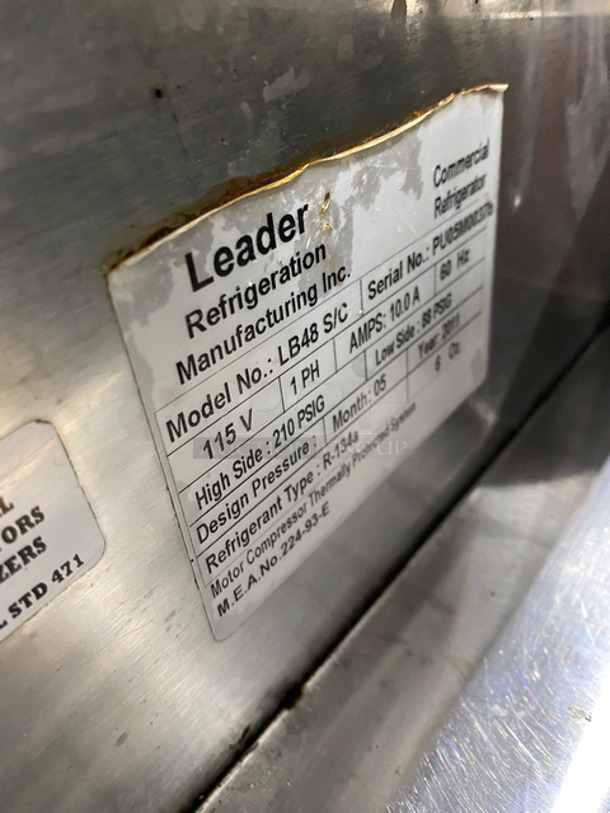 Leader Commercial 2 Drawer Chef Base/Equipment Stand! All Stainless Steel! On Casters! Model: LB48S/C 115V 60HZ 1 Phase - Image 7 of 8