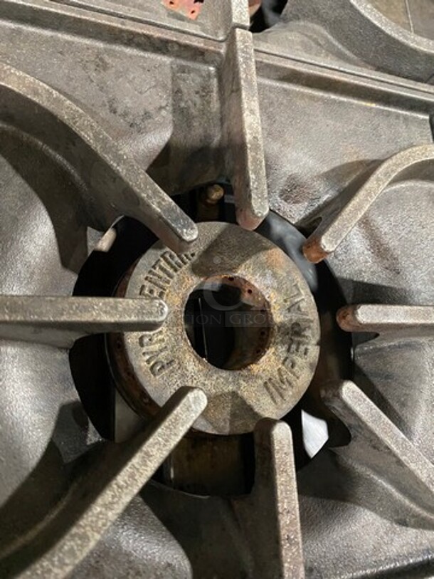 Imperial Commercial Natural Gas Powered 6 Burner Stove! With Raised Back Splash And Salamander Shelf! With Oven Underneath! All Stainless Steel! On Casters! - Image 6 of 10