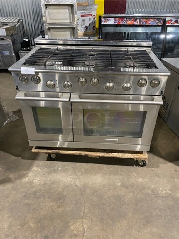 Electrolux 6 Burner Stove! With Back Splash! With 2 Oven Underneath! Metal Oven Racks! All Stainless Steel! Model: E48DF76EPS SN: CF11800017 240V