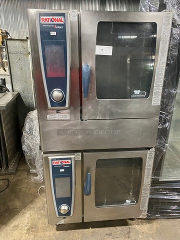 Rational Natural Gas Powered White Efficiency Self Cooking Center Double Deck Combi Convection Oven! With View Through Doors! All Stainless Steel! 2x Your Bid Makes One Unit! Model: SCCWE61G SN: G61SH1411243014