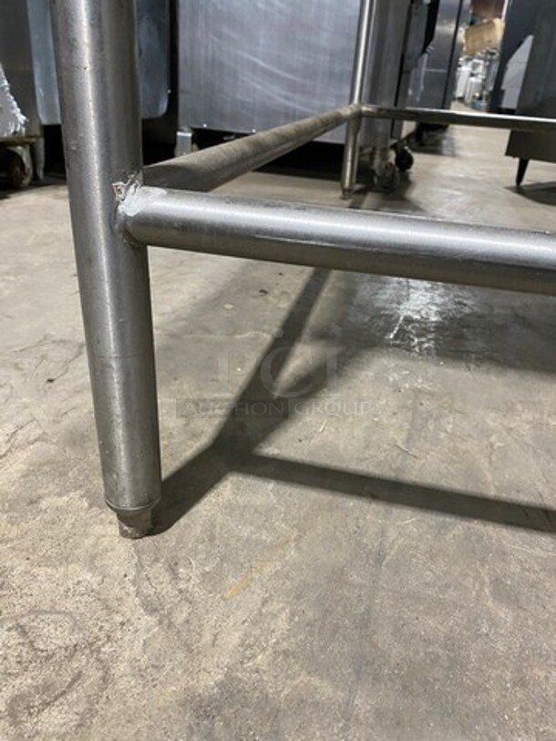 Solid Stainless Steel Work Top/ Prep Table! With Back Splash! With Mounted Can Opener! On Legs! (Measurements Are With Out Can Opener) - Image 5 of 5