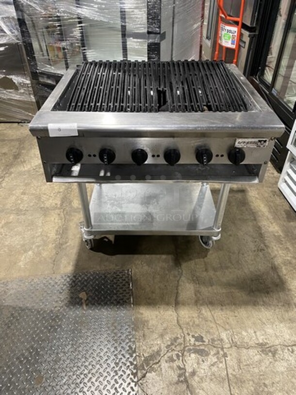 Tristar Natural Gas Powered 36 Inch Char Grill! 6 Burner High BTU! On All Stainless Steel Equipment Stand! On Casters! 