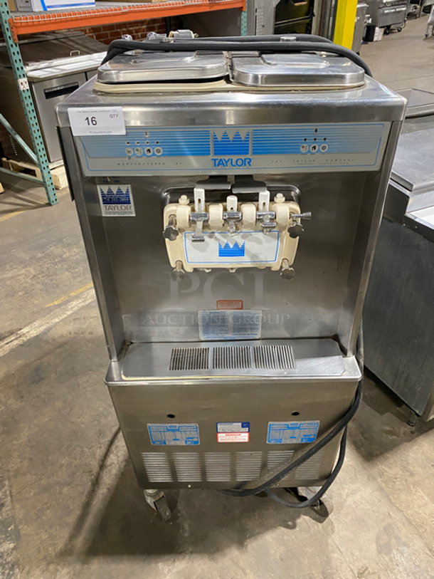 Taylor Commercial 3 Handle Soft Served Ice Cream Machine! All Stainless Steel! On Casters! Model: Y75427 SN: J0054777 208/230V 60HZ 1 Phase